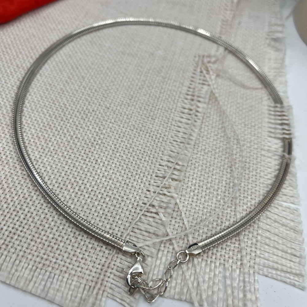 Vintage Milor Italy 925 Sterling Silver Omega Choker Necklace 16-18” Adjustable - Picture 10 of 17